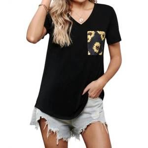 NEW SHIYING sunflower pocket tee in black